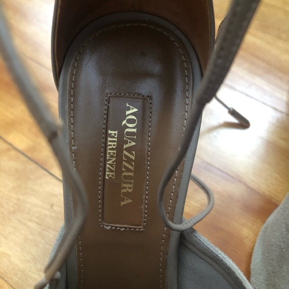Excellent condition Aquazzura firenze taupe suede ankle tie heels size 37 - Picture 4 of 10